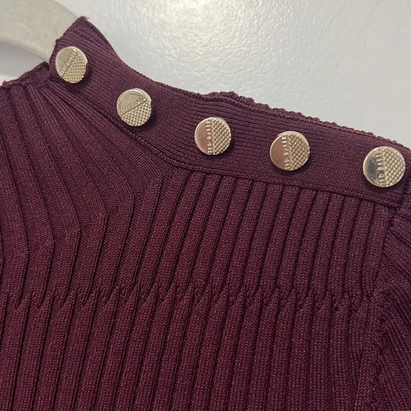 TED BAKER Women Knit A-line Dress Mock Collar Long Sleeve Fit Mini Dress size 1 - Picture 6 of 9